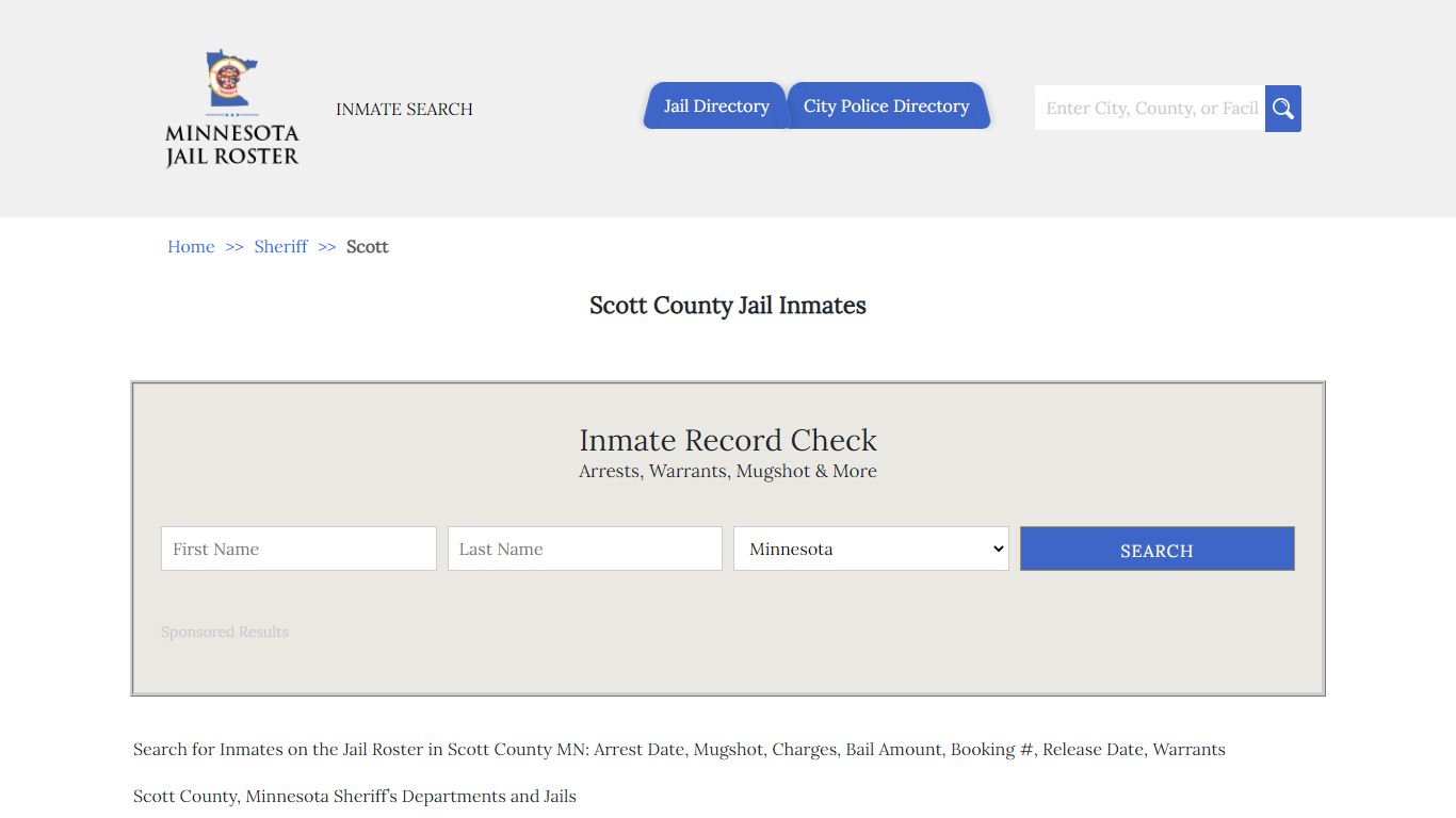 Scott County Jail Inmates | Jail Roster Search